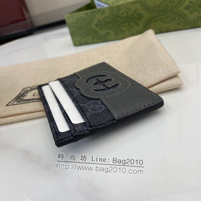 Gucci專櫃古馳最新款飾鏤空互扣式雙G卡片夾卡包 jh2102型號：701425